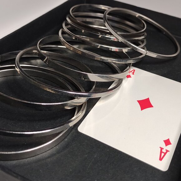 Set Of 10 Silver Tone 9 Inch Bangles - Picture 4 of 6